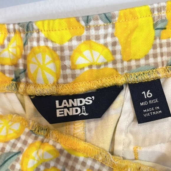 Lands End Women's Pull-On Chino Crop Pants Lemon Print Size 16 Elastic Waist - Picture 6 of 8